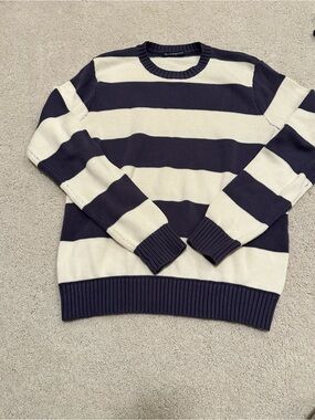 Blue and cream striped brandy Tate sweater